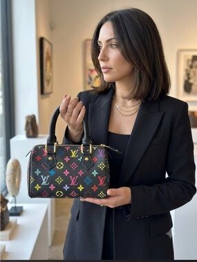 Multicolor Speedy Bag - Black with Rainbow Monogram read 👇